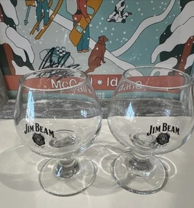 (2) JIM BEAM BOURBON LIQUOR WHISKEY SIPPING TASTING SNIFTER BAR GLASS HOLDS 4 OZ - Foto 1 di 6