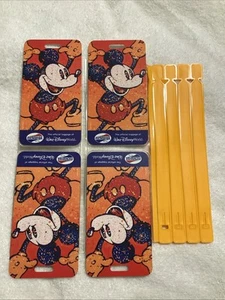 Set of 4 Walt Disney World American Tourister Luggage Tags Mickey Mouse Art New - Picture 1 of 7