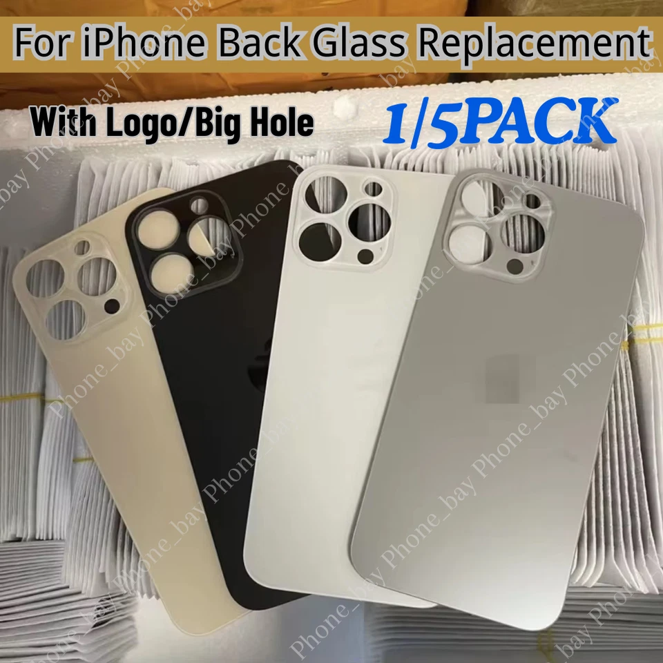 Replacement Rear Back Glass Big Hole For iPhone14 13 12 11 15 XR XS X 8 SE Lot - Image 1 of 4