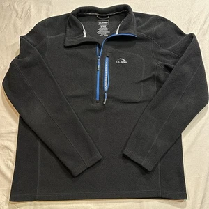 L.L. Bean Mountain 1/2 Zip Fleece Lined Outdoor Pullover Men’s Medium Black Blue - Picture 1 of 8