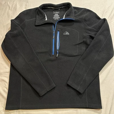 L.L. Bean Mountain 1/2 Zip Fleece Lined Outdoor Pullover Men’s Medium Black Blue - Image 1 of 4