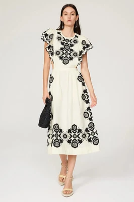SEA New York Manuela Apron Midi Dress Embroidered Hourglass Size 8, Rt $450 - Image 1 of 4