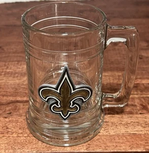 New Orleans Saints Metal Fleur De Lis Glass Beer Mug Stein - Picture 1 of 4