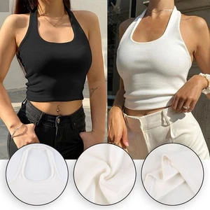 Vest Women Halter Knit Ladies Sleeveless Women\'s Blouse Slim Fit Summer - Picture 1 of 24