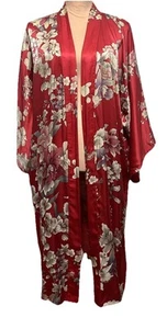 Vintage Sakurai Shoji Japan 100% Silk Kimono Rose Floral Robe One Size Boho VTG - Picture 1 of 15
