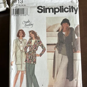 Simplicity Pattern 8913 Misses Unlined Jacket,tie Belt,slim Skirt,pants Sz12-16 - Picture 1 of 3