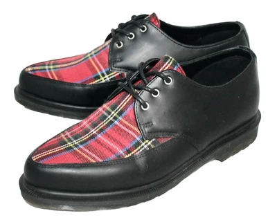 Zapato informal DR MARTENS Willis tartán a cuadros para mujer talla 8 cuero negro con cordones Foto 1 de 4
