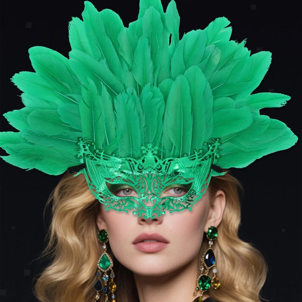 Máscara Pluma Artificial Media Cara para Adultos Niños Halloween para Festival Foto 1 de 1