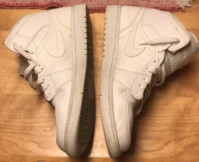 Nike Air Jordan 1 Mid Triple White Men's 12.5 Basketball Shoes Excellent Cond. - Image 1 of 4