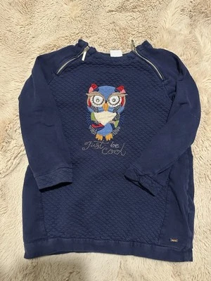 Mayoral Owl Sweater Girls 7/5 Quilted Comfort Zip Embroidered Logo Long Sleeve - Image 1 of 4