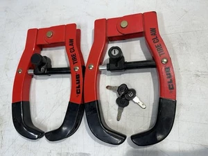 Pair Winner Int 493 The Club Tire Claw Security Devices Lock 3 KEYS KEYED ALIKE - Picture 1 of 2