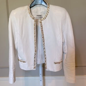 Giacca vintage anni 80 Dero by Rocco D'Amelio pelle bianca media cropped oro - Foto 1 di 6