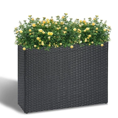 Large Rectangular Block Planter Box Handmade Wicker Tall Planters for Outdoor... - Image 1 of 4