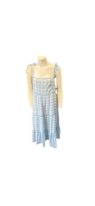 Women’s Dress Mud Pie Vivianne Midi Dress sz L Large Gingham Blue NEW # C289 - Picture 1 of 9