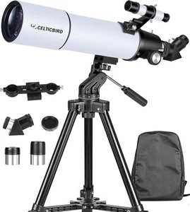 Telescopio per Adulti Alta Potenza, 80mm Apertura 600mm Telescopi 80600bianco - Foto 1 di 8