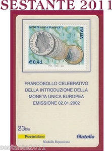 TESSERA FILATELICA FRANCOBOLLO MONETA UNICA EUROPEA AMPHILEX 2002 D93 - Imagen 1 de 1