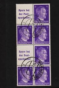 OPC 1941 Germany Setenant Block of 8 Mi#S283 Used Sound VF - Picture 1 of 2