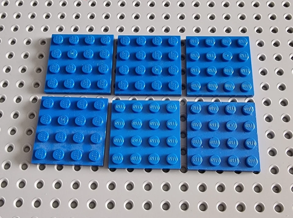 LEGO Platte Bauplatte Basisplatte flach 6 stk blau 4x4 blue Plate 3031 R2 - Bild 1 von 1