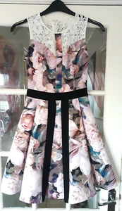Untold Ladies Pink Floral Polyester Skater Dress Size 6 Wedding Occasion - Picture 1 of 8