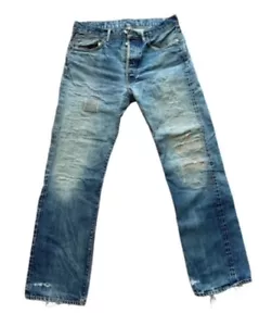 Vintage RRL RALPH LAUREN blaue Button Fly Herrenjeans 32 x 32 hergestellt in den USA - Bild 1 von 5