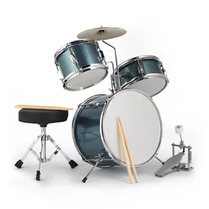 14""x10"" 3-teiliges Kinder-Trommelset mit Thronbecken-Pedal & Schlagzeug blau - Bild 1 von 12