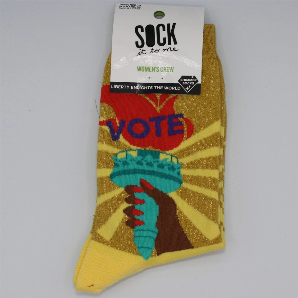 Calcetines Sock It To Me para mujer Liberty Enlights The World talla 5-10 amarillos Foto 1 de 1