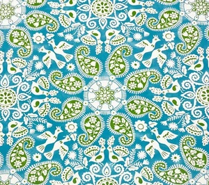 PKL STUDIO OD PERUVIAN CRAFT TURQUOISE BLUE WHITE OUTDOOR INDOOR FABRIC BTY 54"W - Picture 1 of 6