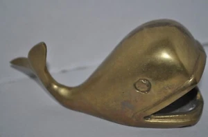 Vintage Brass Whale Ashtray Paperweight - Picture 1 of 12
