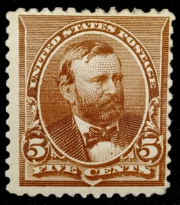 MATT'S STAMPS SCOTT #223 5-CENT ULYSSES GRANT, CHOCOLATE, MNH, CV$200 - Picture 1 of 3