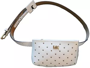 NWT Michael Kors Belt Bag Fanny Pack Phone L/XL White Leather Gold Grommets $128 - Picture 1 of 8