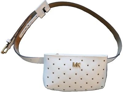 Nuevo con etiquetas Bolso Cinturón Michael Kors Riñonera Teléfono L/XL Cuero Blanco Dorado Ojales $128 Foto 1 de 4