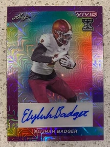 Elijhah Badger Auto XRC 2024 Leaf Vivid Purple Mojo Autograph #'d 2/2 - Picture 1 of 2