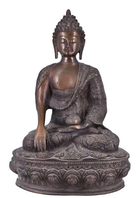 Decoração de estátua de bronze divindade budista tibetana ídolo baleia branca medicina Buda - Imagem 1 de 4