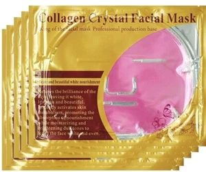 24K Gold Bio Collagen Face Mask Pink Wrinkle Facial Mask Rejuvenate Skin X 5 UK - Picture 1 of 13