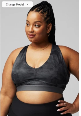 Sujetador Fabletics Todo el Día Todos los Días Bajo Impacto XXL-1X Ónix Mancha/Negro Tirantes Foto 1 de 4