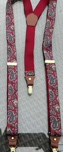 Vintage Mens Suspenders Paisley Elastic And Leather Cas W Germany - Picture 1 of 3