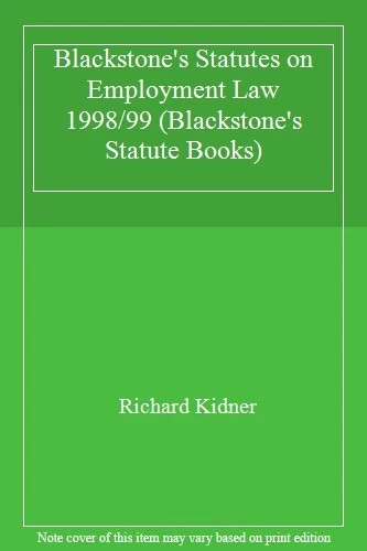 Blackstone's Statutes on Employment Law 1998/99 (Blackstone's Statute Books) By - Image 1 of 1