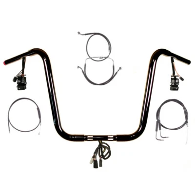 Kit de manillar precableado 1 1/4" negro 16" Harley-Davidson Road King 2007 con crucero Foto 1 de 2