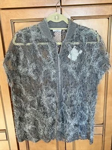 Brunello Cucinelli Jacket Womens L Steel Gray Floral Embroidered Lace NWT $2975 - Picture 1 of 6