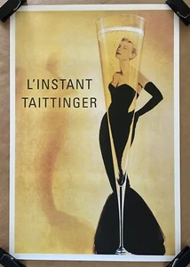 Póster publicitario vintage original francés L’instant Taittinger Champagne Charles Pierre - Imagen 1 de 8