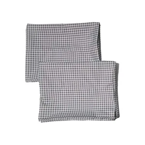 Set Of 2 Grey & White Plaid Polyester Pillowcases.  20 X 30 Standard/queen - Picture 1 of 7