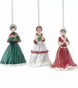 Royal Doulton SONGS OF CHRISTMAS (3) TREE ORNAMENT Set # 1052442 Ladies Figurine - Picture 1 of 4