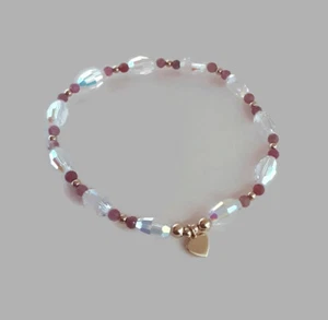 Pink Tourmaline, Crystal AB & 14k Gold Filled OR Sterling Silver Bracelet - Picture 1 of 4