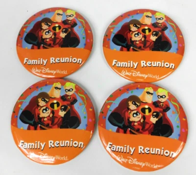 Lote de 4 Increíbles Botones Reunión Familiar Parques Walt Disney World Resort Foto 1 de 3