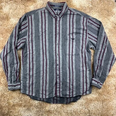 Camisa de Franela Levis Dockers Vintage Años 90 Gris Manga Larga Talla XL Hecha en EE. UU. Foto 1 de 4