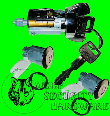 福特点火钥匙开关锁气缸不倒翁和门锁套装镀铬带2键 — 第 1/2 张图片