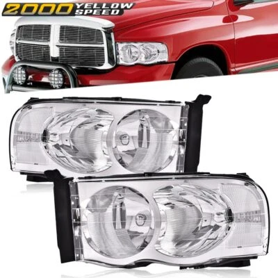 Fit For 2002-2005 Dodge Ram 1500 / 03-05 Ram 2500 3500 Clear/Chrome Headlights  Foto 1 de 4