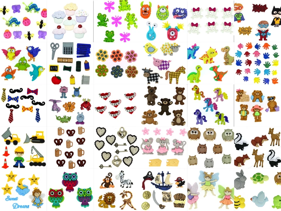 Knöpfe Kinderknöpfe Motivknöpfe verschiedene Motive Tiere Figuren Fahrzeuge - Bild 1 von 1