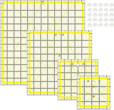 4 Piece Quilting Ruler,Acrylic Square Ruler,Quilting Templates,With Non Slip Rin - Image 1 of 2