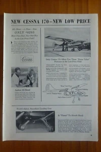 12/1953 PUB CESSNA AIRCRAFT WICHITA AVION CESSNA 170 FLUGZEUG ORIGINAL AD - Imagen 1 de 1